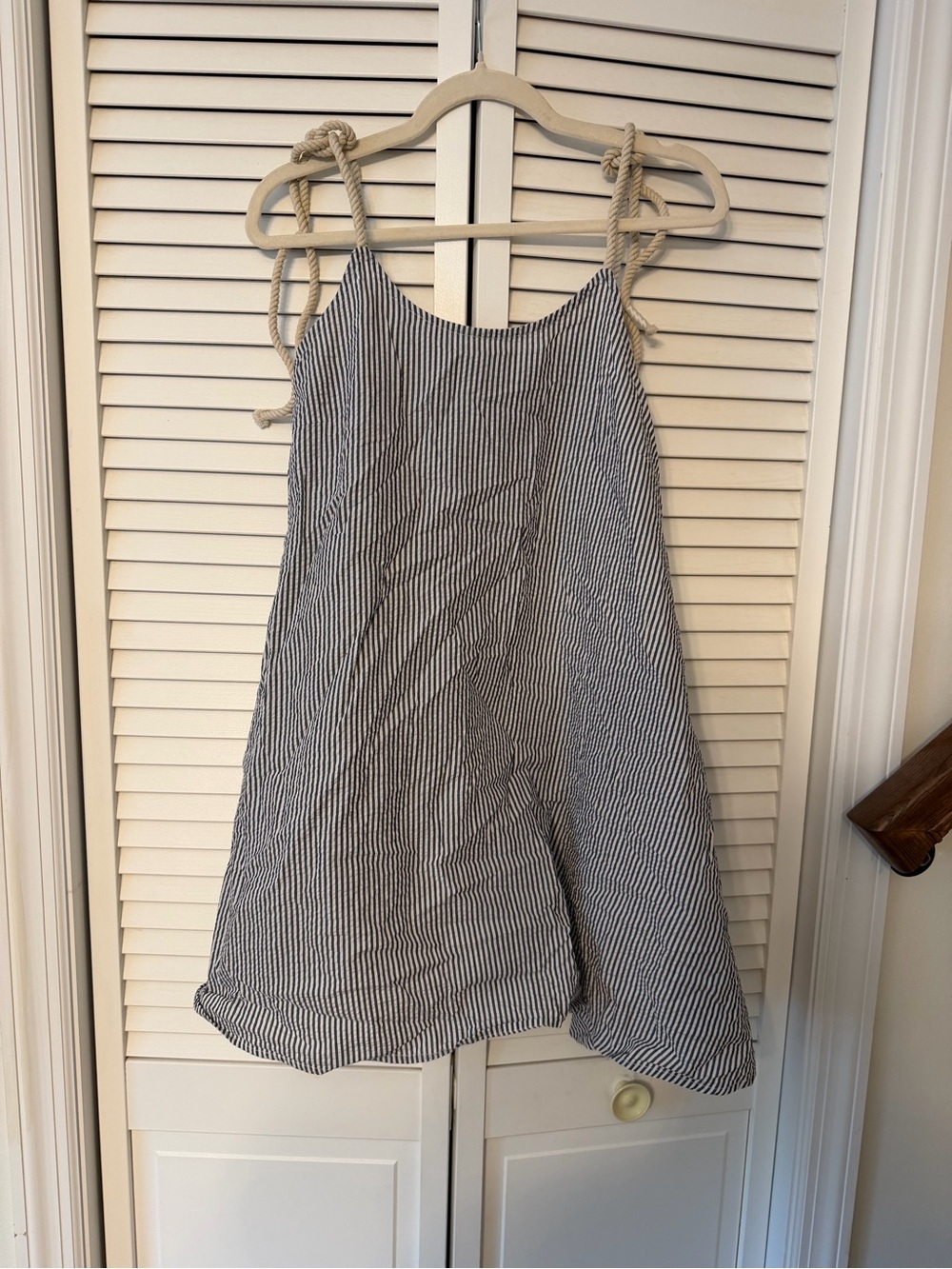 Kiel James Patrick Navy and White Striped Sundress with Rope Straps